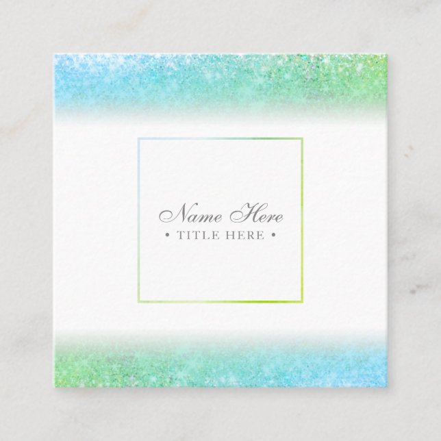 Cartão de visita quadrado verde Luxe na moda (Frente)