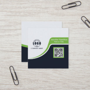 Cartão De Visita Quadrado Verde preto profissional adiciona o barramento de 