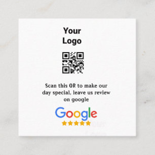 Cartão De Visita Quadrado verificação de revisão do Google código QR adicion