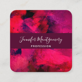 Cartão De Visita Quadrado Vermelho escuro e roxo, preto e Abstrato moderno