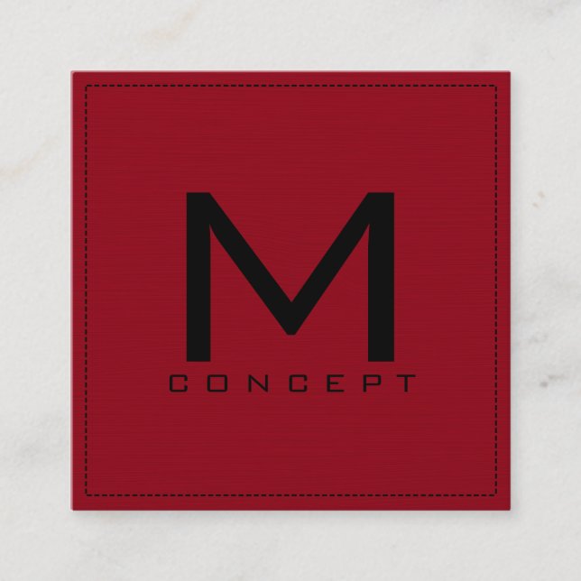 Cartão De Visita Quadrado Vermelho Escuro Moderno e Elegante Profissional Mo (Frente)