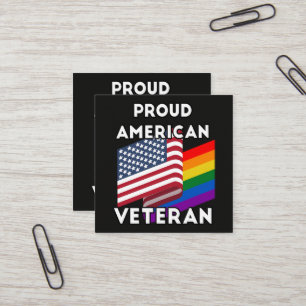 Cartão De Visita Quadrado Veteranos Lgbt - Bandeira Americana