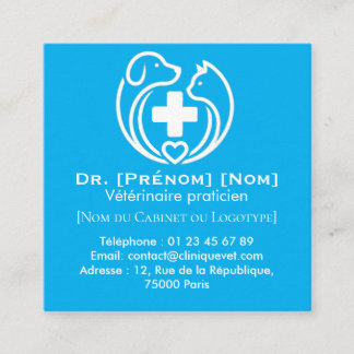 Cartão De Visita Quadrado Vétérinaire Minimaliste Logo Professionnel