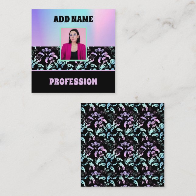 CARTÃO DE VISITA QUADRADO VÍBULAS DE VISÃO HOLÓGICA (Frente/Verso)