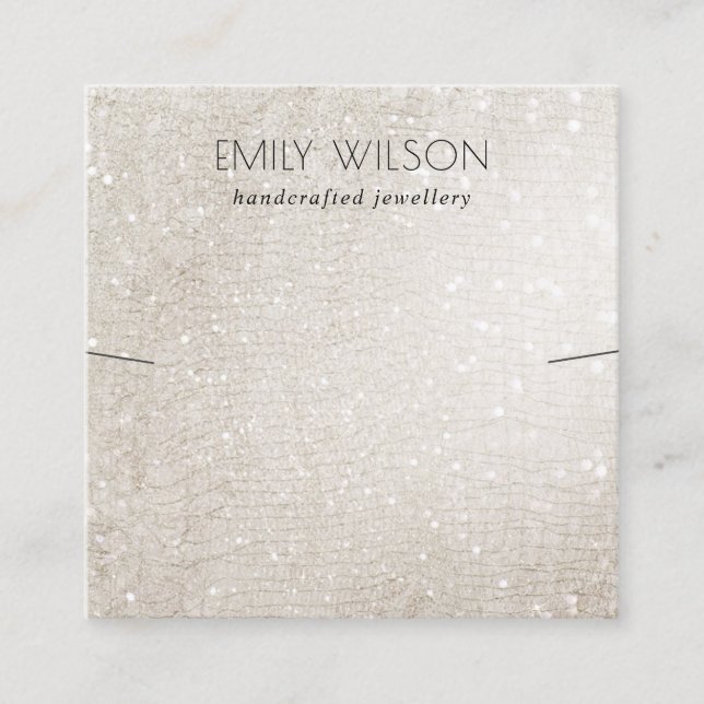 Cartão De Visita Quadrado Vídeo com brilho brilhante de marfim prateado (Frente)