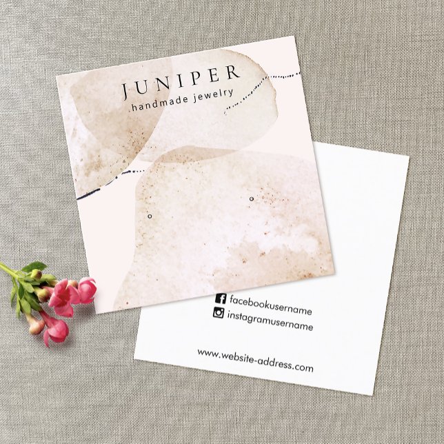 Cartão De Visita Quadrado Vídeo de Joia Arranjada por Aquarelas Artísticas (Criador carregado)