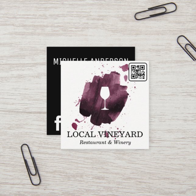 Cartão De Visita Quadrado Vidro | Pincel Expressivo | Código QR (Frente/Verso In Situ)