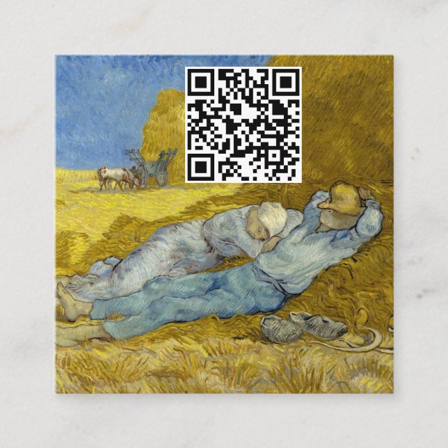 Cartão De Visita Quadrado Vincent Van Gogh - Noon, Descanse do trabalho / Si (Frente)