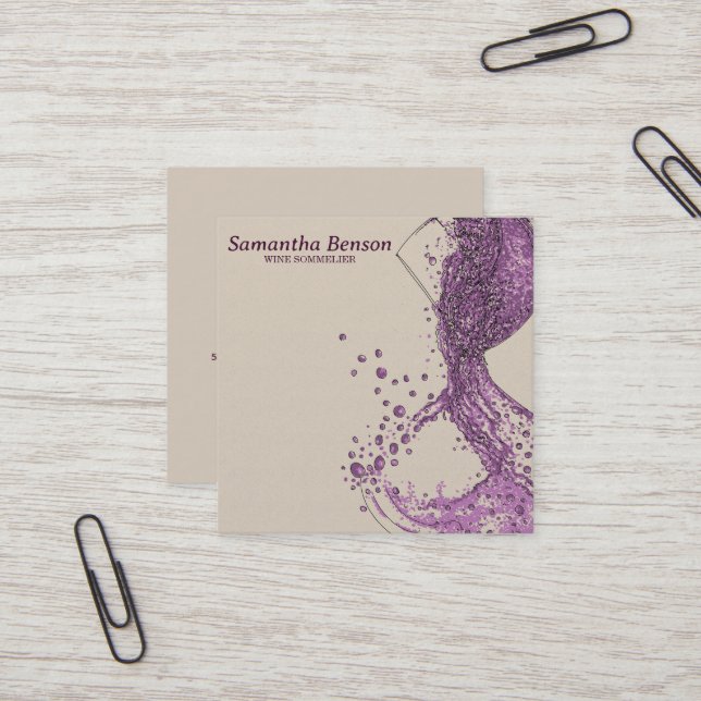 Cartão De Visita Quadrado Vinho profissional Vidro Vidro Vinho Sommelier (Frente/Verso In Situ)