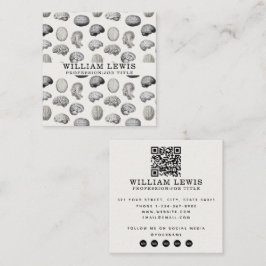 Cartão De Visita Quadrado Vintage Brain Anatomy Biology QR Code Social Media