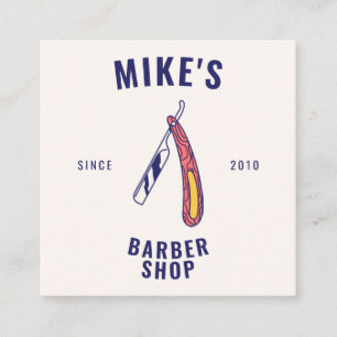 Cartão De Visita Quadrado Vintage cor-de-rosa barbearia barbearia barbearia 