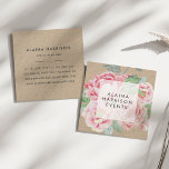 Cartão De Visita Quadrado Vintage Floral Kraft<br><div class="desc">Cartões de visitas de papel kraft floral com estilo vintage elegante em uma forma quadrada única apresentam um poste de peonias cor-de-água verde e pincelada com seu nome ou nome de sua empresa e título exibido em uma camada branca. Adicione as informações de contato do cheio ao lado inverso. Perfeito...</div>