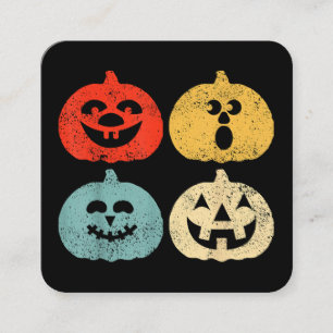 Cartão De Visita Quadrado Vintage Halloween Pumpkin Women, Men, Kids, Funny