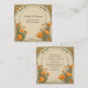 Cartão De Visita Quadrado Vintage Watercolor Floral