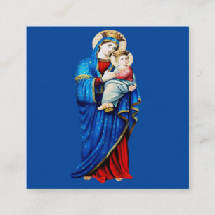 Cartão De Visita Quadrado Virgem Maria com Menino Jesus