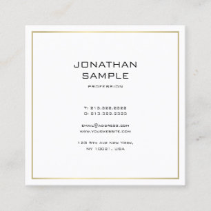 Cartão De Visita Quadrado Visual Minimalista Dourado Elegante Profissional T
