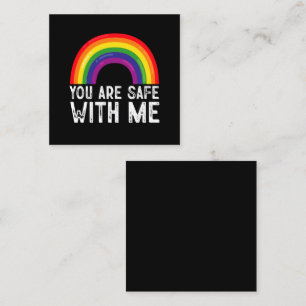Cartão De Visita Quadrado Você Está Seguro Comigo Mês do Orgulho LGBTQ Arco-