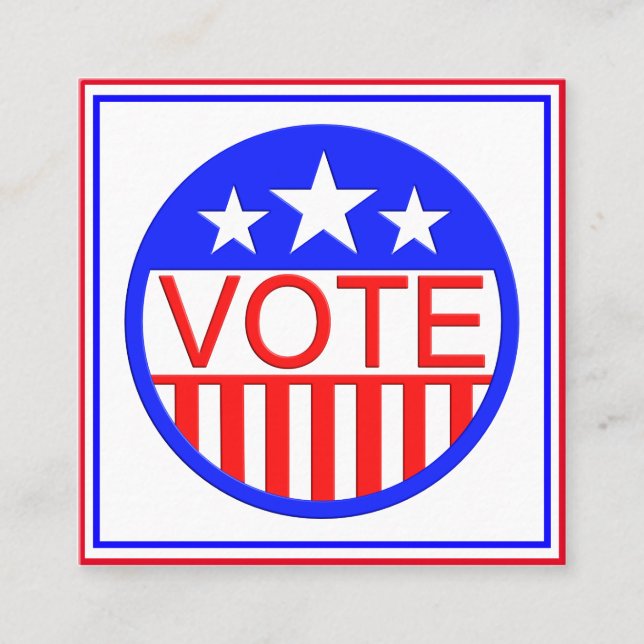 Cartão De Visita Quadrado Votação Na América (Frente)
