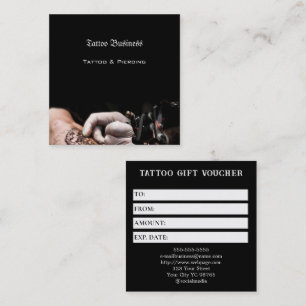 Cartão De Visita Quadrado Voucher de Presente de Tatuagem