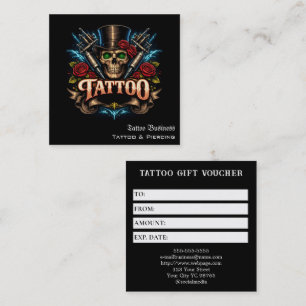 Cartão De Visita Quadrado Voucher de Presente de Tatuagem