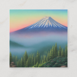 Cartão De Visita Quadrado Watercolor Fuji é a montanha mais alta do Japão
