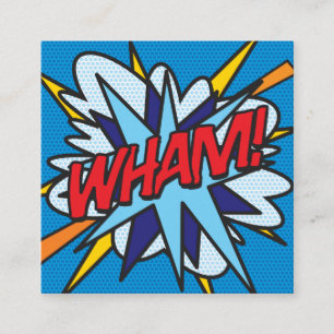Cartão De Visita Quadrado WHAM Diversão Retro Quadrinho