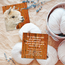 Cartão De Visita Quadrado White Alpaca Thank You Discount Business Card