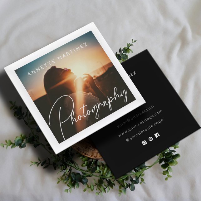 Cartão De Visita Quadrado White frame photography  (Criador carregado)