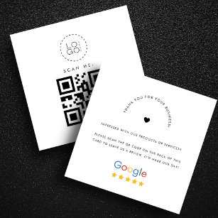 Cartão De Visita Quadrado White Google Reviews Personalizado Logotipo Comerc