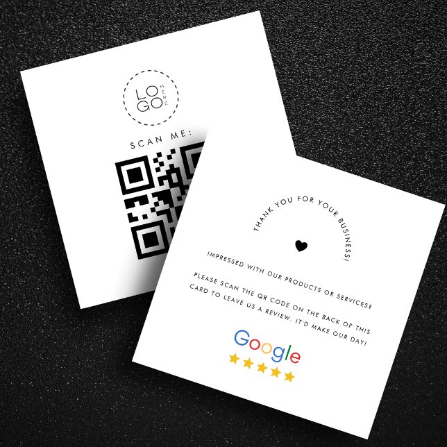 Cartão De Visita Quadrado White Google Reviews Personalizado Logotipo Comerc (Criador carregado)