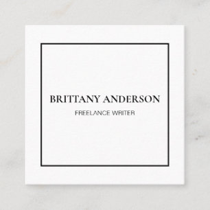 Cartão De Visita Quadrado White manuscrito mínimo profissional moderno