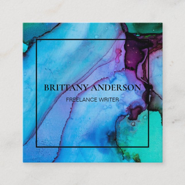 Cartão De Visita Quadrado White S manuscrito mínimo profissional moderno (Frente)