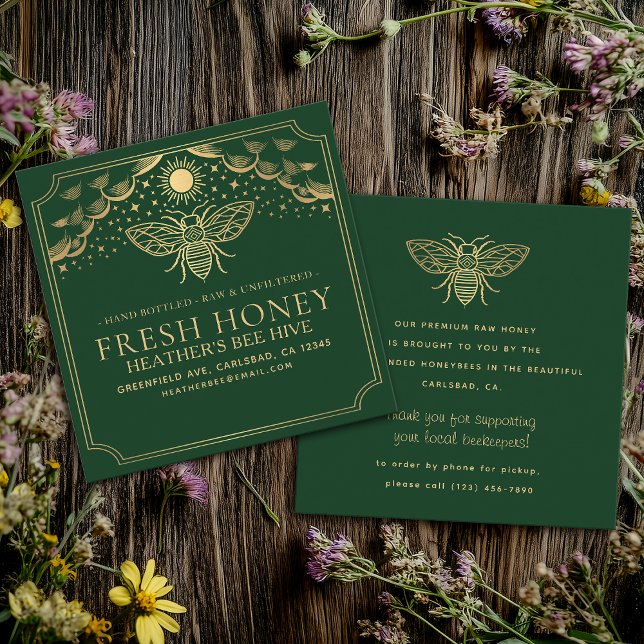 Cartão De Visita Quadrado Witchy Tarot Beekeeper Honeybee (Criador carregado)