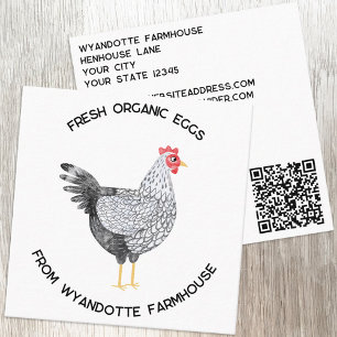 Cartão De Visita Quadrado Wyandotte Chicken Fazenda Ovos QR