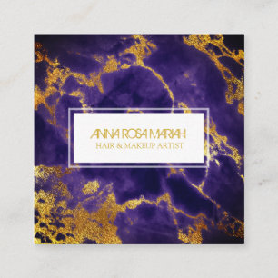 Cartão De Visita Quadrado *~* Xic Dourado Blue Marble Girly Hair Makeup