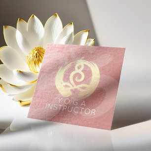 Cartão De Visita Quadrado Yoga Instrutor Silver Meditation Pose ZEN OM
