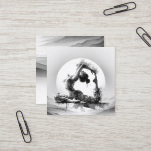 Cartão De Visita Quadrado Yoga Reiki Pigeon Pose Watercolor, Rei Pigeon Com 