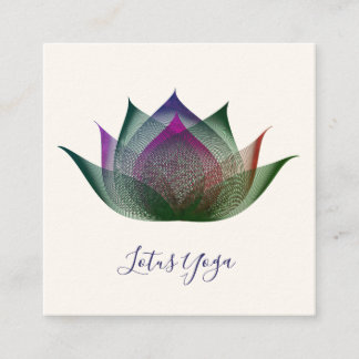 Cartão De Visita Quadrado Yoga Única da Arte Flor de Lotus Multicolor