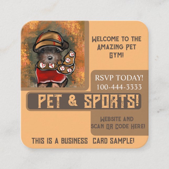 Cartão De Visita Quadrado Yorkie Poo (Frente)