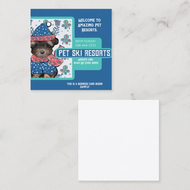 Cartão De Visita Quadrado Yorkie Poo (Frente/Verso)