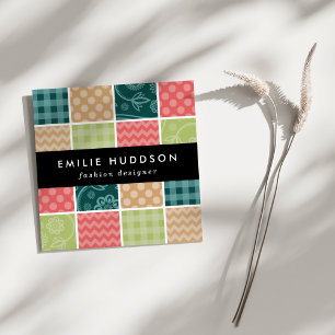 Cartão De Visita Quadrado Zigzag, Chevron, Gingham, Bolinhas, Patchwork