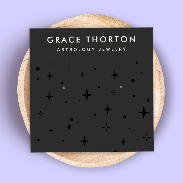 Cartão De Visita Quadrado Zodiac Celestial Estrela Negra (Criador carregado)