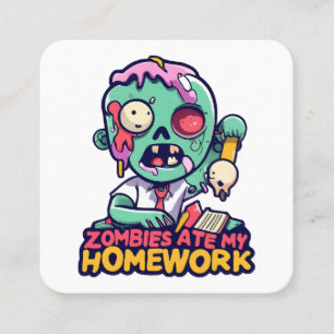 Cartão De Visita Quadrado Zombies Comeram Minha Lição de Casa