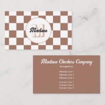 Quadrados xadrez marrom mocha branco Monograma ret
