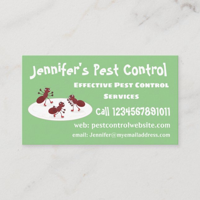 Cartão De Visita Quadrinhos de gelo de formigas vermelhas felizes (Frente)