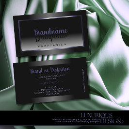 Cartão De Visita Quadro Azul de Gradiente Preto e Branco Moderno El