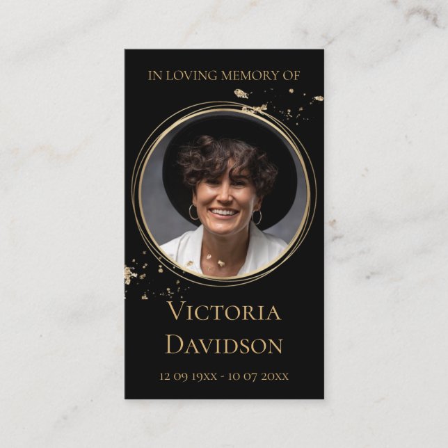 Cartão De Visita Quadro circular de Ouro de oração de fotos do Fune (Frente)