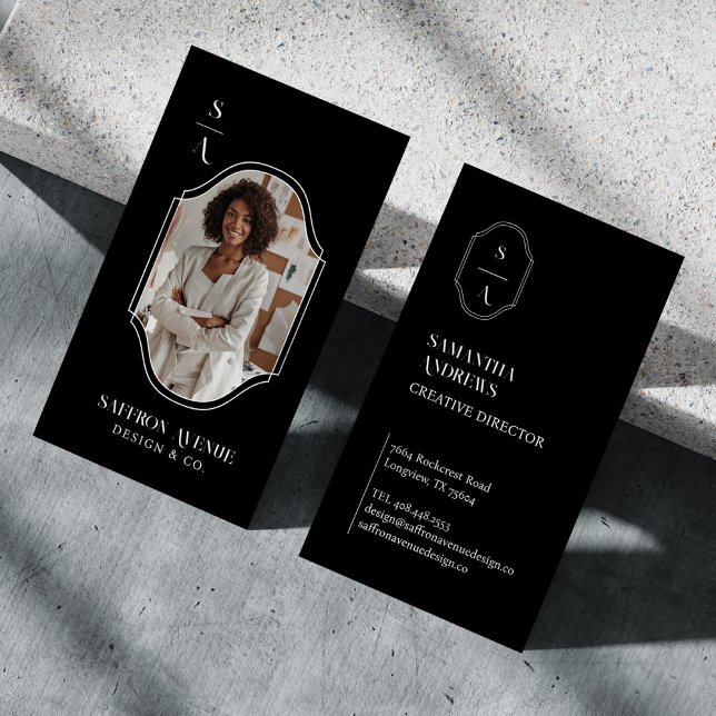 Cartão De Visita Quadro de Fotografia de Crest do Monograma Persona (Criador carregado)