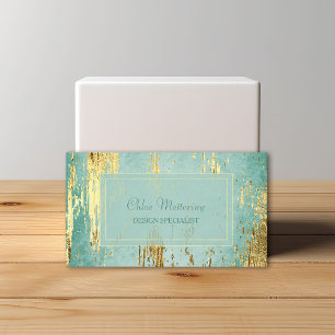 Cartão De Visita Quadro de Gleam Dourado de luxo em Azul Aqua