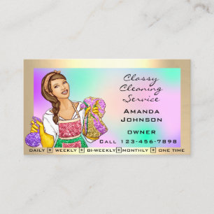 Cartão De Visita Quadro de Maid Serviços de Limpeza do Office Class